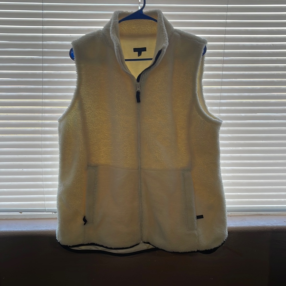 Talbots white sherpa vest